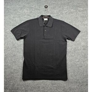Asket Men's Short Sleeve Organic Cotton Pique Polo Shirt Large Long Black